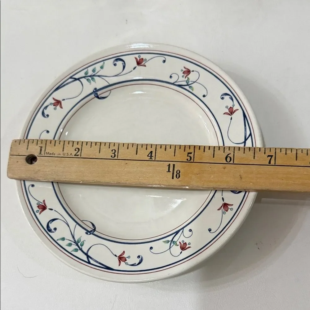 Mikasa Intaglio Cac20 Annette Floral Salad Appetizer 4 Saucers Blue Red Accents